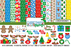 Christmas Digital Paper and Clipart png, illustration Product Image 1