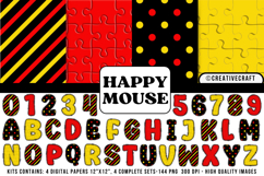 Happy Mouse Digital Papers, happy mouse doodle letters Product Image 1