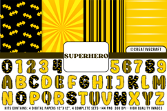 Superhero Digital Papers, superhero doodle letters Product Image 1