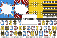 Superhero Digital Papers, superhero doodle letters Product Image 1