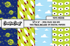 Toys Movie Digital Papers, scrapbooking backgrounds designs Product Image 1