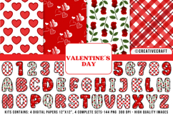 Valentines Day Digital Papers, valentines day doodle letters Product Image 1