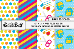 Back To School Digital Paper, school supplies, illustrations Product Image 1