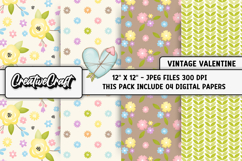 Vintage Valentine Digital Papers, vintage background designs Product Image 1