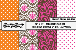 Orange Pink Digital Paper, orange pink digital scrapbook Product Image 1