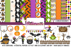 Halloween Digital Paper and Clipart png, halloween clipart Product Image 1