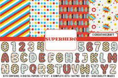 Superhero Digital Papers, superhero doodle letters Product Image 1