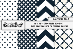Nautical Gold Digital Papers, nautical backgrounds designs Product Image 1
