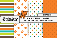 Baby Tiger Digital Papers, safari animals background designs Product Image 1