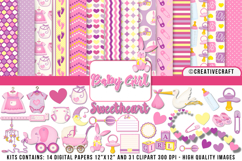 Baby Girl Digital Paper and Clipart png, baby illustration Product Image 1