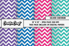 Silver Chevron Digital Papers, chevron background designs Product Image 1