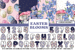 Easter Floral Alphabet &amp; Numbers Seamless Patterns PNG Product Image 1