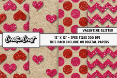 Valentine Day Glitter Digital Papers, backgrounds designs Product Image 1