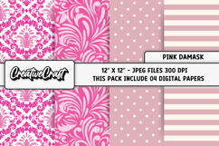 Pink Damask Digital Papers, pink colors digital scrapbooking Product Image 1