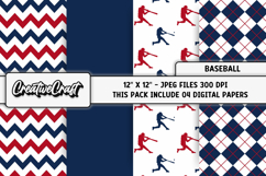 Baseball Sport Digital Paper, baseball graphic illustrations Product Image 1