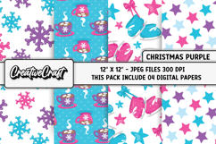 Purple Christmas Digital Papers, christmas background design Product Image 1
