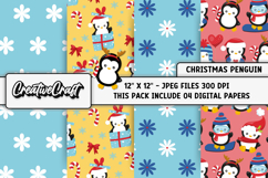 Christmas Penguins Digital Papers, scrapbooking designs Product Image 1