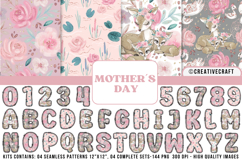 Mothers Day Floral Alphabet &amp; Seamless Patterns PNG Product Image 1