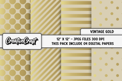 Vintage Gold Digital Papers, vintage gold background designs Product Image 1