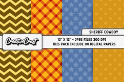 Cowboy Digital Paper, sheriff graphic, cowboy illustrations Product Image 1