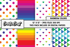 Rainbow Colors Digital Papers, scrapbook backgrounds designs Product Image 1
