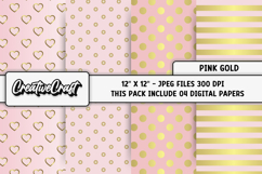 Pink Gold Digital Papers, pink gold background illustrations Product Image 1