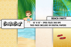 Beach Party Digital Paper, summer backgrounds illustrations Product Image 1