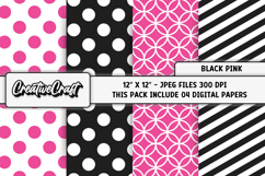 Black Pink Digital Papers, scrapbooking backgrounds designs Product Image 1