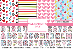 Valentines Day Digital Papers, valentines day doodle letters Product Image 1