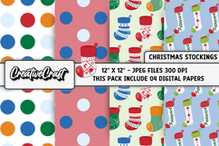 Christmas Stockings Digital Paper, christmas illustrations Product Image 1