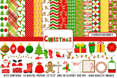 Christmas Digital Paper and Clipart png, illustration Product Image 1