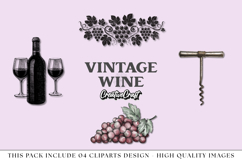 Vintage Wine png Cliparts, vintage graphics illustrations Product Image 1