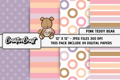Pink Teddy Bear Digital Papers, teddy bear background design Product Image 1