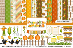 Autumn Fall Digital Paper and Clipart png, autumn clipart Product Image 1