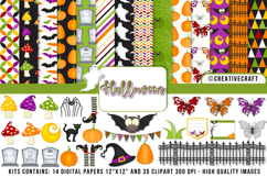 Halloween Digital Paper and Clipart png, halloween clipart Product Image 1