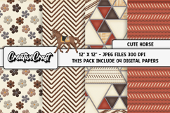 Cute Horse Digital Papers, cute horse backgrounds designs Product Image 1