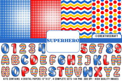 Superhero Digital Papers, superhero doodle letters Product Image 1