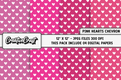 Pink Heart Chevron Digital Papers, valentines day background Product Image 1