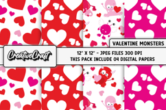 Valentines Day Digital Papers, valentines day illustrations Product Image 1