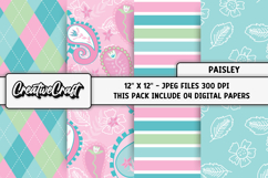 Paisley Digital Papers, pastel colors backgrounds designs Product Image 1