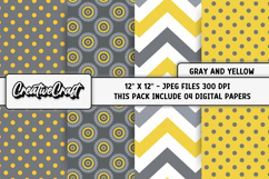 Gray Yellow Digital Papers, honeybee backgrounds designs Product Image 1