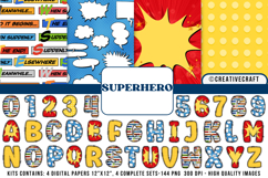 Superhero Digital Papers, superhero doodle letters Product Image 1