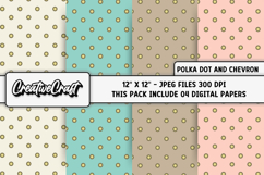 Polka Dot Chevron Digital Papers, gold backgrounds designs Product Image 1