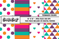 Teenager Colors Digital Paper, teenager colors illustrations Product Image 1