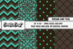 Brown Teal Digital Papers, brown backgrounds illustrations Product Image 1
