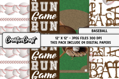 Baseball Sport Digital Paper, baseball graphic illustrations Product Image 1
