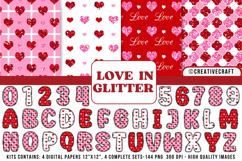 Valentines Day Digital Papers, valentines day doodle letters Product Image 1