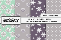 Purple Christmas Digital Papers, christmas background design Product Image 1