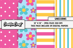 Unicorns Digital Papers, unicorns backgrounds designs Product Image 1