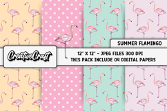 Summer Flamingo Digital Papers, summer digital scrapbook Product Image 1